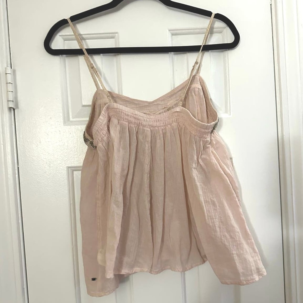 American Eagle Loose Lagenlook Boho Beaded Cropped Tank Top Medium - Picture 6 of 6